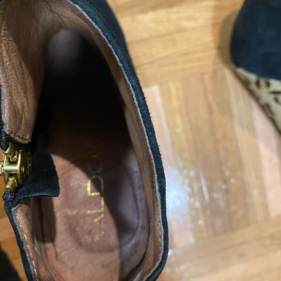 Aldo Ankle Booties Black Suede/Cheetah Print Heel - Picture 7 of 10